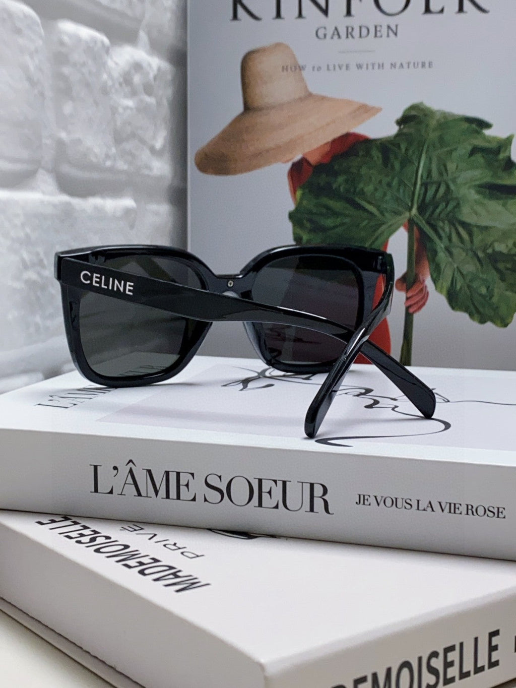 CELINE TRIOMPHE SUNGLASSES 552776 IN BLACK ACETATE TEXT LOGO