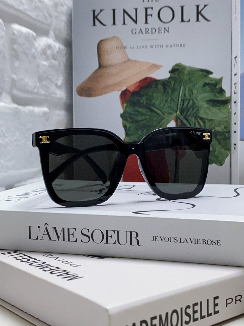 CELINE TRIOMPHE SUNGLASSES 552776 IN BLACK ACETATE TEXT LOGO