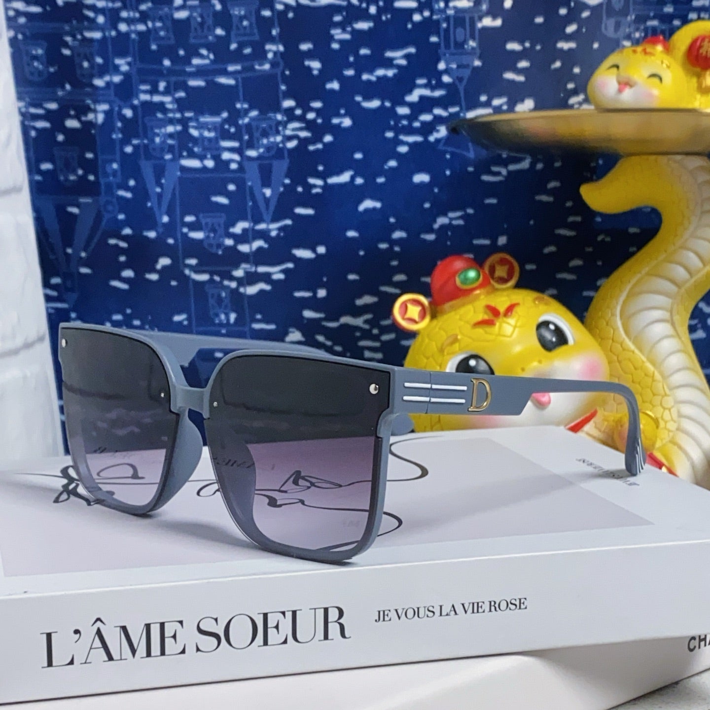 DIOR MONTAIGNE SUNGLASS 560861 IN TAN BLUE ACETATE