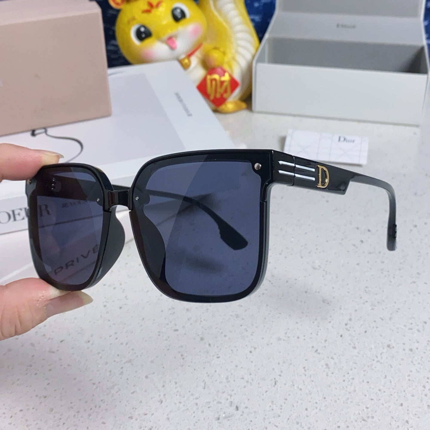 DIOR MONTAIGNE SUNGLASS 560862 IN BLACK ACETATE