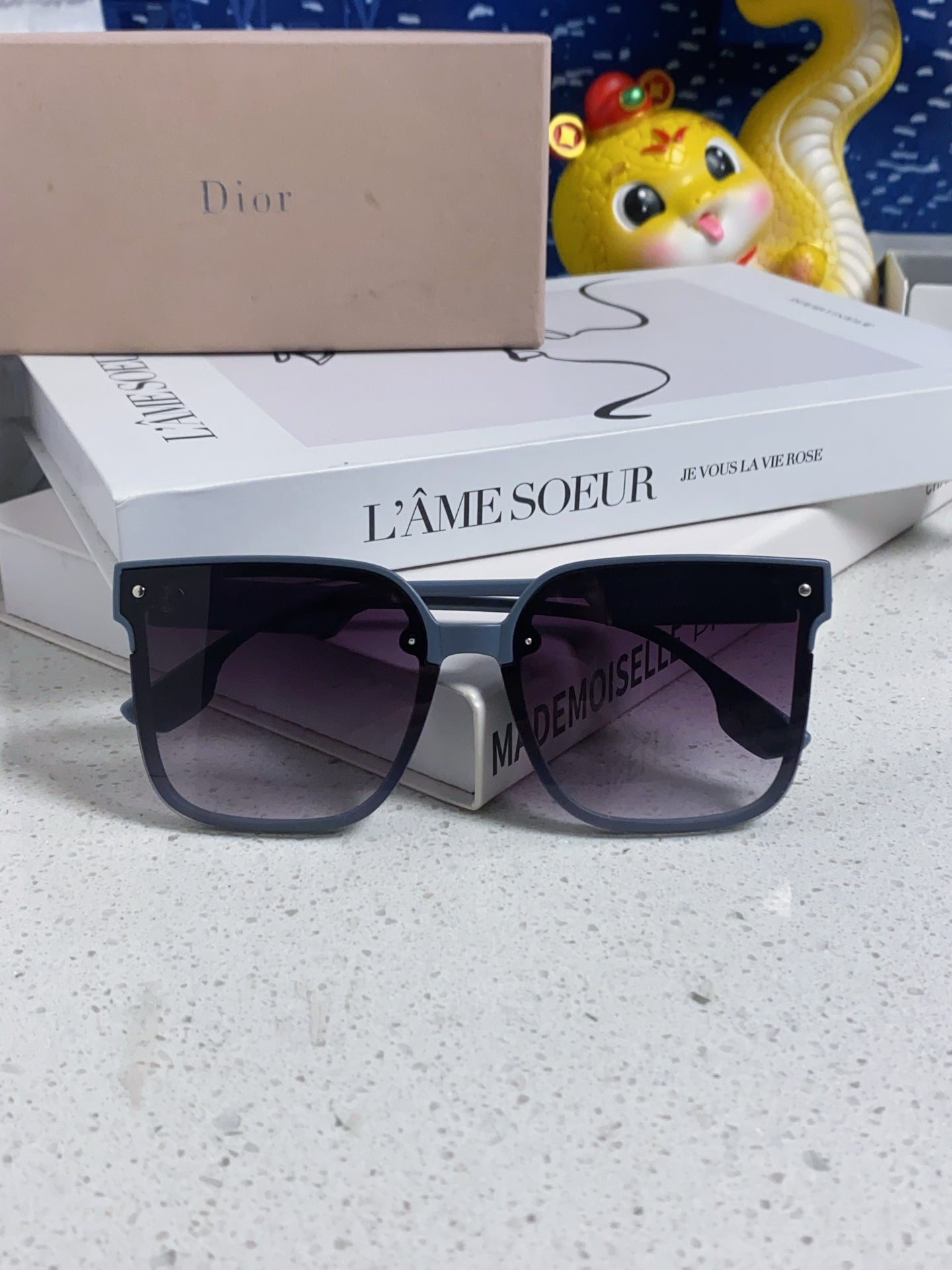 DIOR MONTAIGNE SUNGLASS 560861 IN TAN BLUE ACETATE