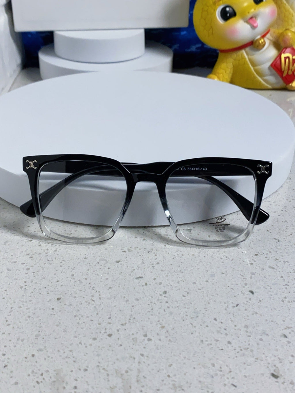 CELINE TRIOMPHE SUNGLASSES 563255 IN BLACK TO CLEAR ACETATE