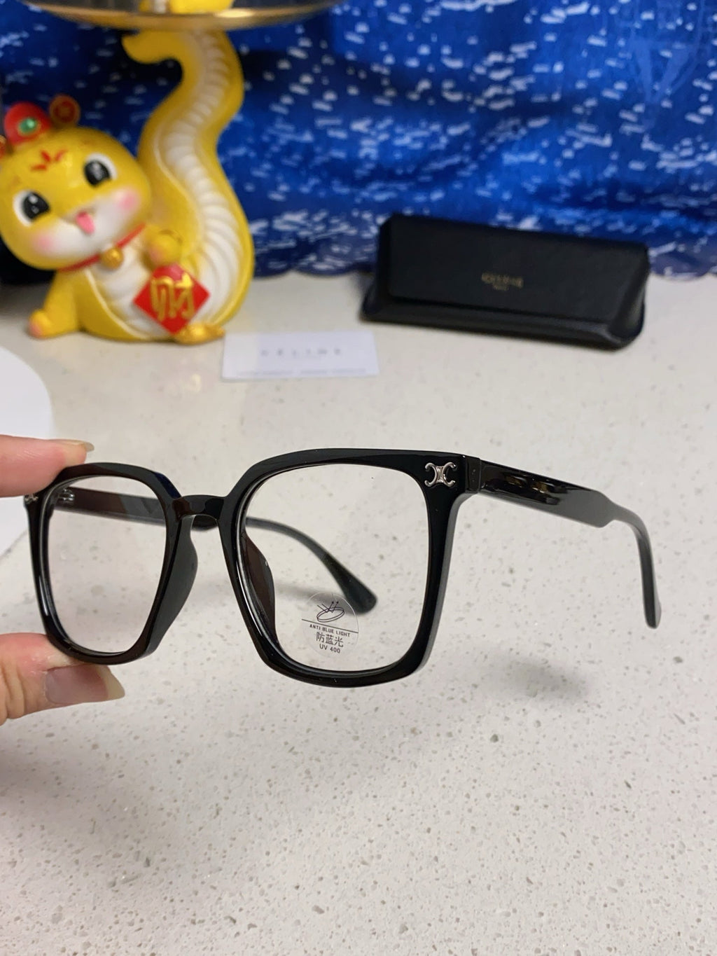 CELINE TRIOMPHE SUNGLASSES 563256 IN BLACK ACETATE