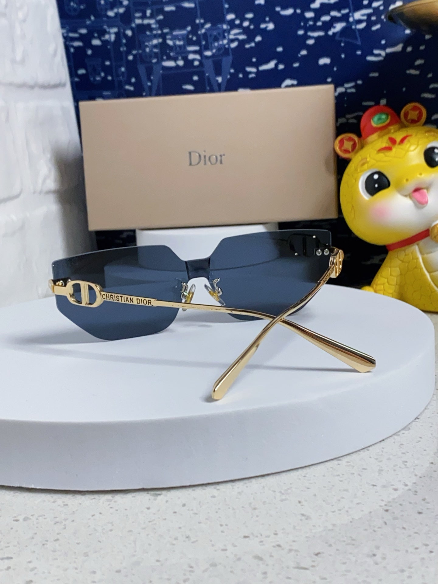 DIOR MONTAIGNE SUNGLASS 563194 IN GOLD METAL GREY LENSES