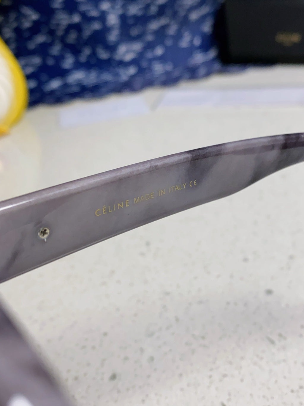 CELINE TRIOMPHE SQUARE SUNGLASS 566740 IN MARBLED EFFECT ACETATE