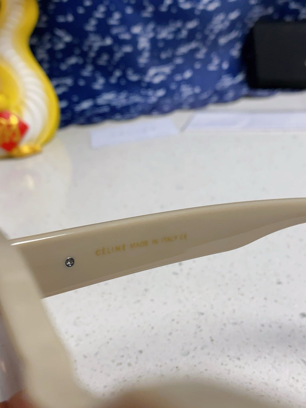 CELINE TRIOMPHE SQUARE SUNGLASS 566741 IN IVORY ACETATE