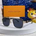 LOUIS VUITTON SIGNATURE SQUARE SUNGLASSES 567476 IN GOLD METAL BLACK LENSES