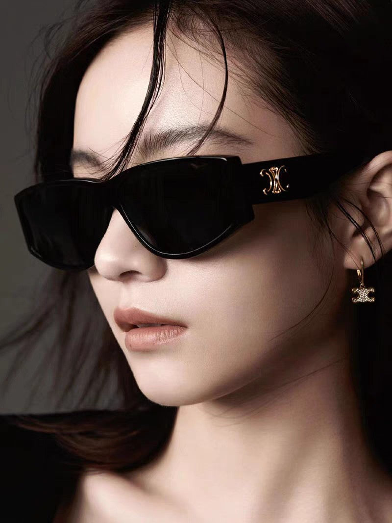 CELINE TRIOMPHE SUNGLASS 533220 IN BLACK ACETATE GOLD LOGO