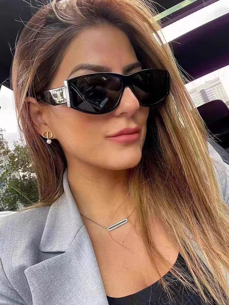 CELINE TRIOMPHE SUNGLASS 533220 IN BLACK ACETATE GOLD LOGO