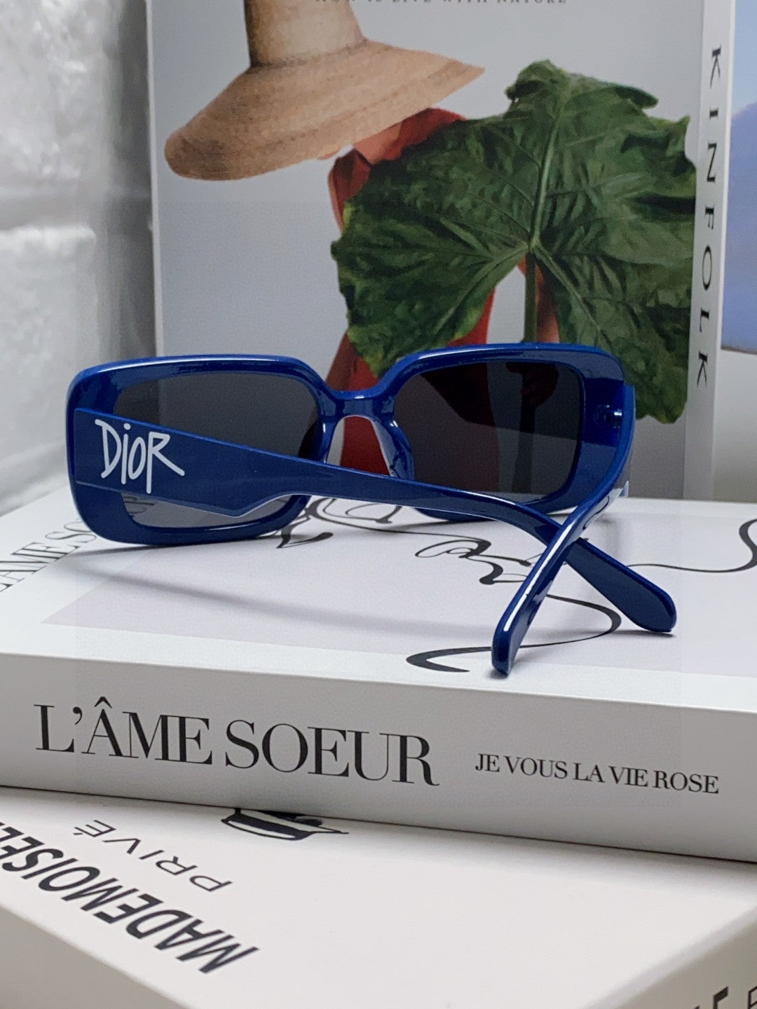 DIOR MONTAIGNE SUNGLASS 571595 IN BLUE ACETATE TEXT LOGO