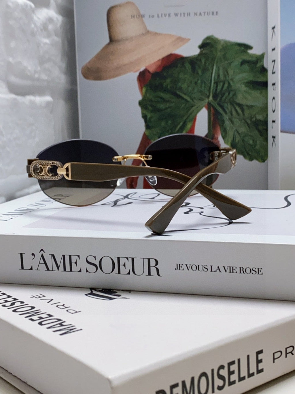 CELINE TRIOMPHE SUNGLASSES 573246 IN TAUPE BROWN METAL GRADIENT SMOKE LENSES
