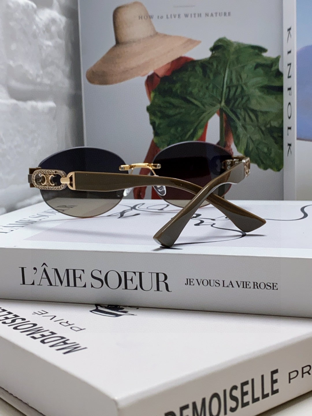 CELINE TRIOMPHE SUNGLASSES 573246 IN TAUPE BROWN METAL GRADIENT SMOKE LENSES