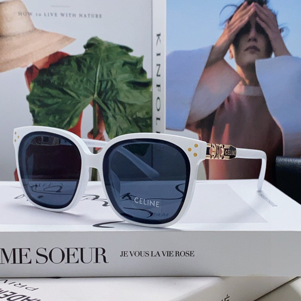 CELINE TRIOMPHE SUNGLASSES 573250 IN WHITE ACETATE METAL LOGO