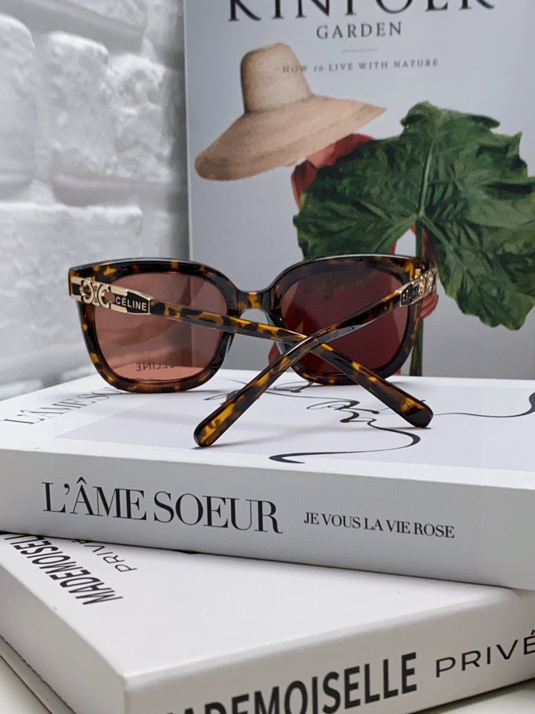 CELINE TRIOMPHE SUNGLASSES 573251 IN HAVANA ACETATE METAL LOGO