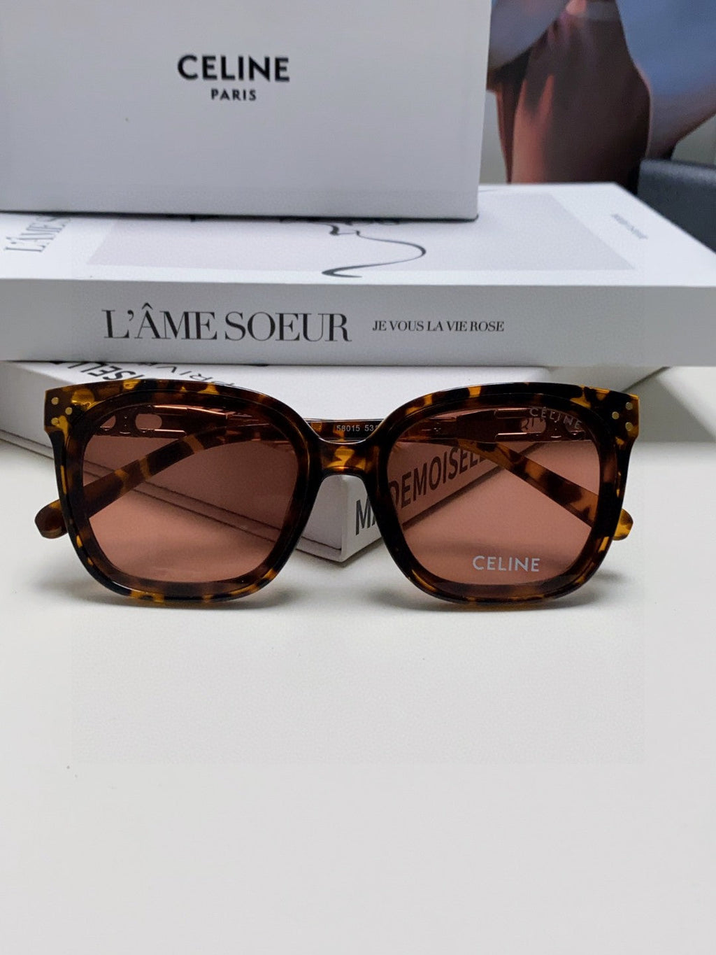 CELINE TRIOMPHE SUNGLASSES 573251 IN HAVANA ACETATE METAL LOGO