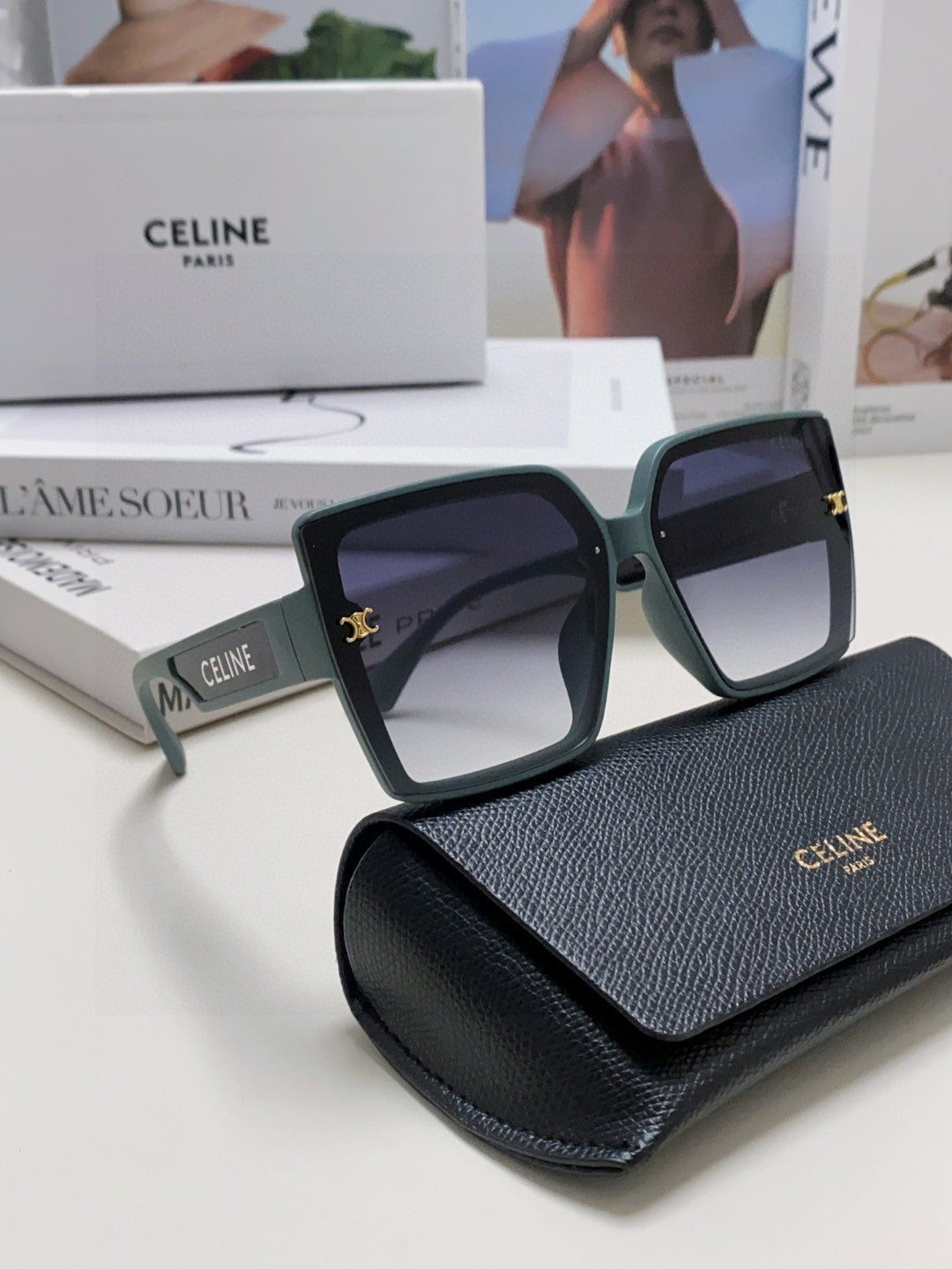 CELINE TRIOMPHE SUNGLASSES 573253 IN BABY BLUE ACETATE