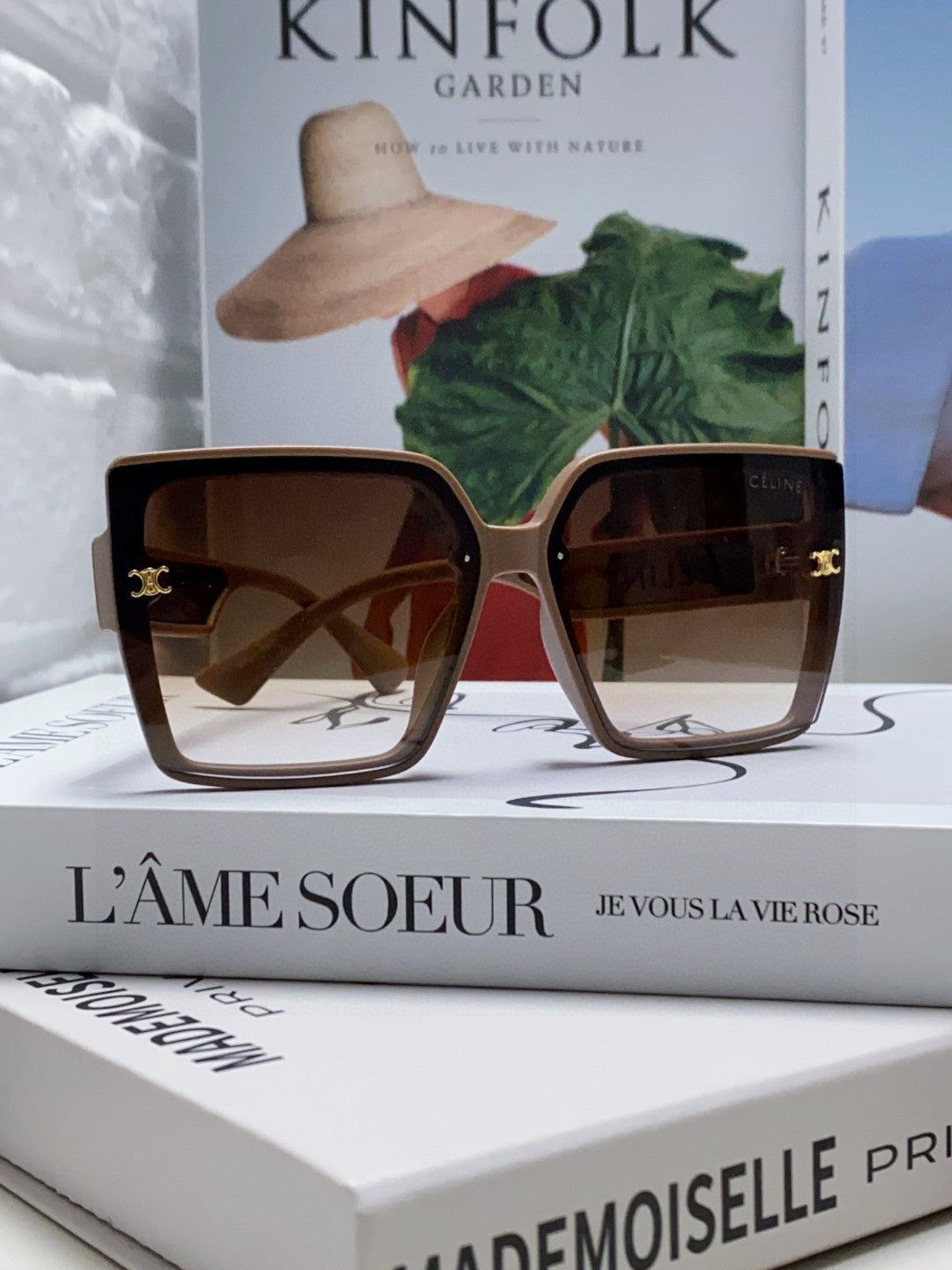CELINE TRIOMPHE SUNGLASSES 573254 IN CAMEL ACETATE