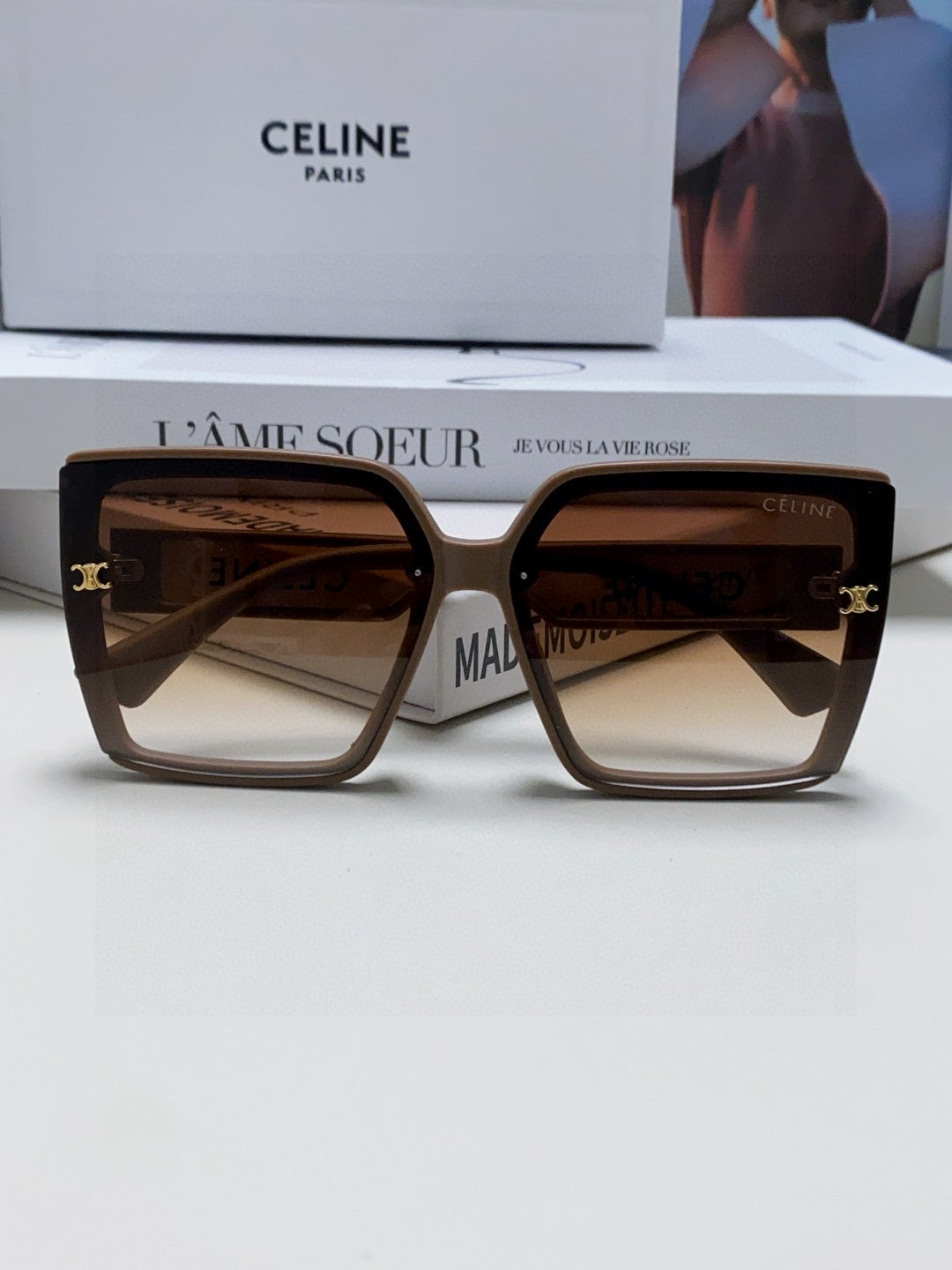 CELINE TRIOMPHE SUNGLASSES 573254 IN CAMEL ACETATE