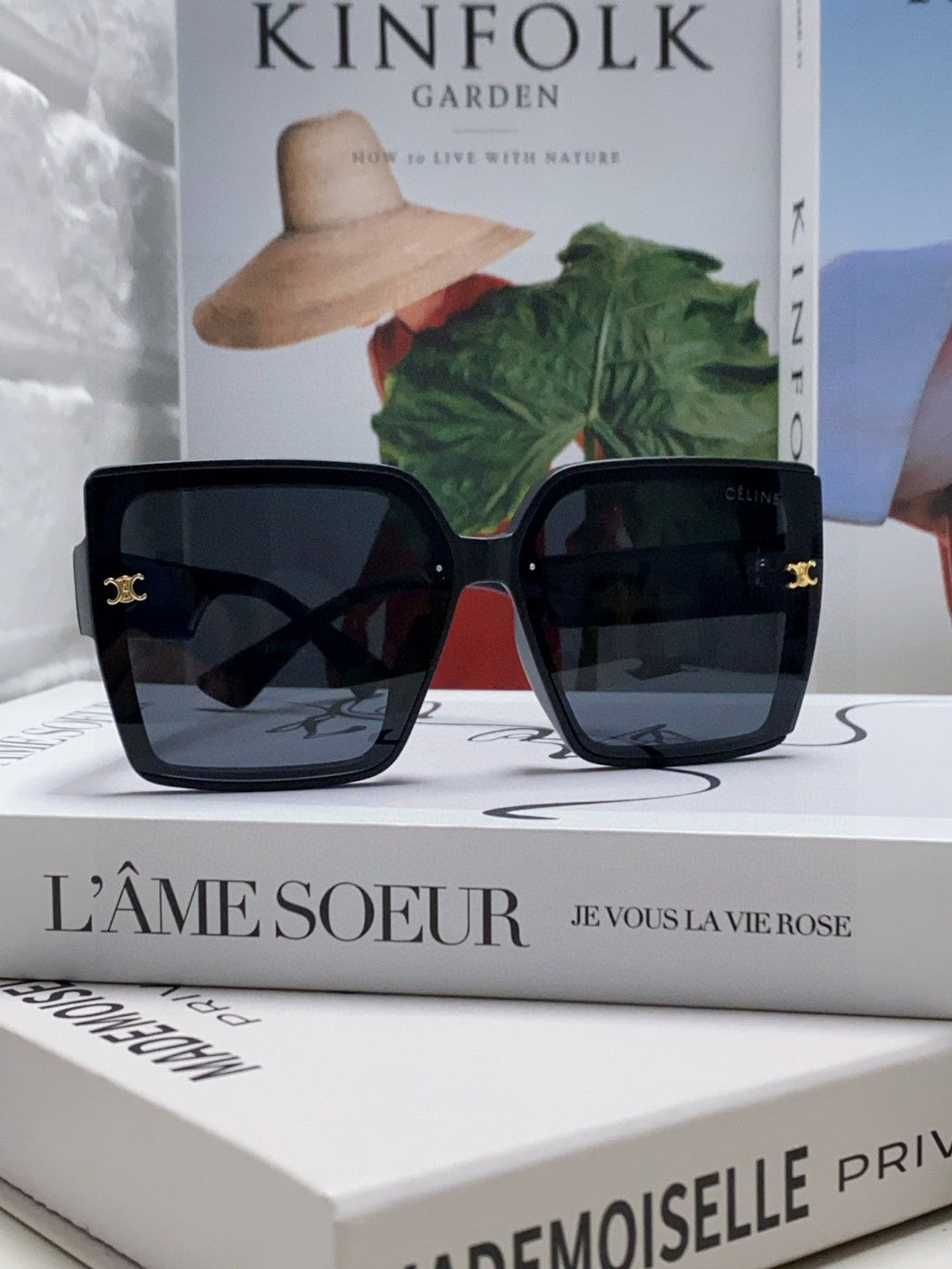 CELINE TRIOMPHE SUNGLASSES 573256 IN BLACK ACETATE