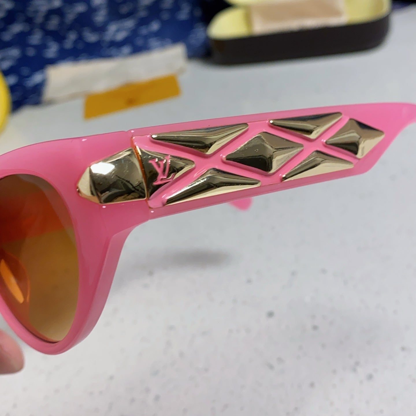 LOUIS VUITTON CAT EYE SUNGLASSES 576881 IN PINK AND GOLD ACETATE
