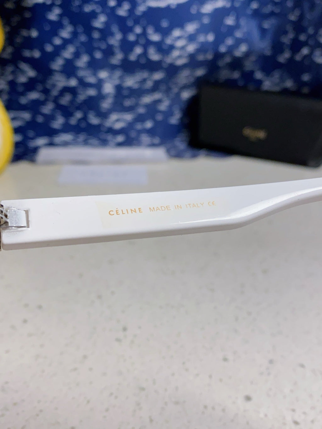 CELINE TRIOMPHE SUNGLASS 538530 IN WHITE ACETATE BLACK LENSES