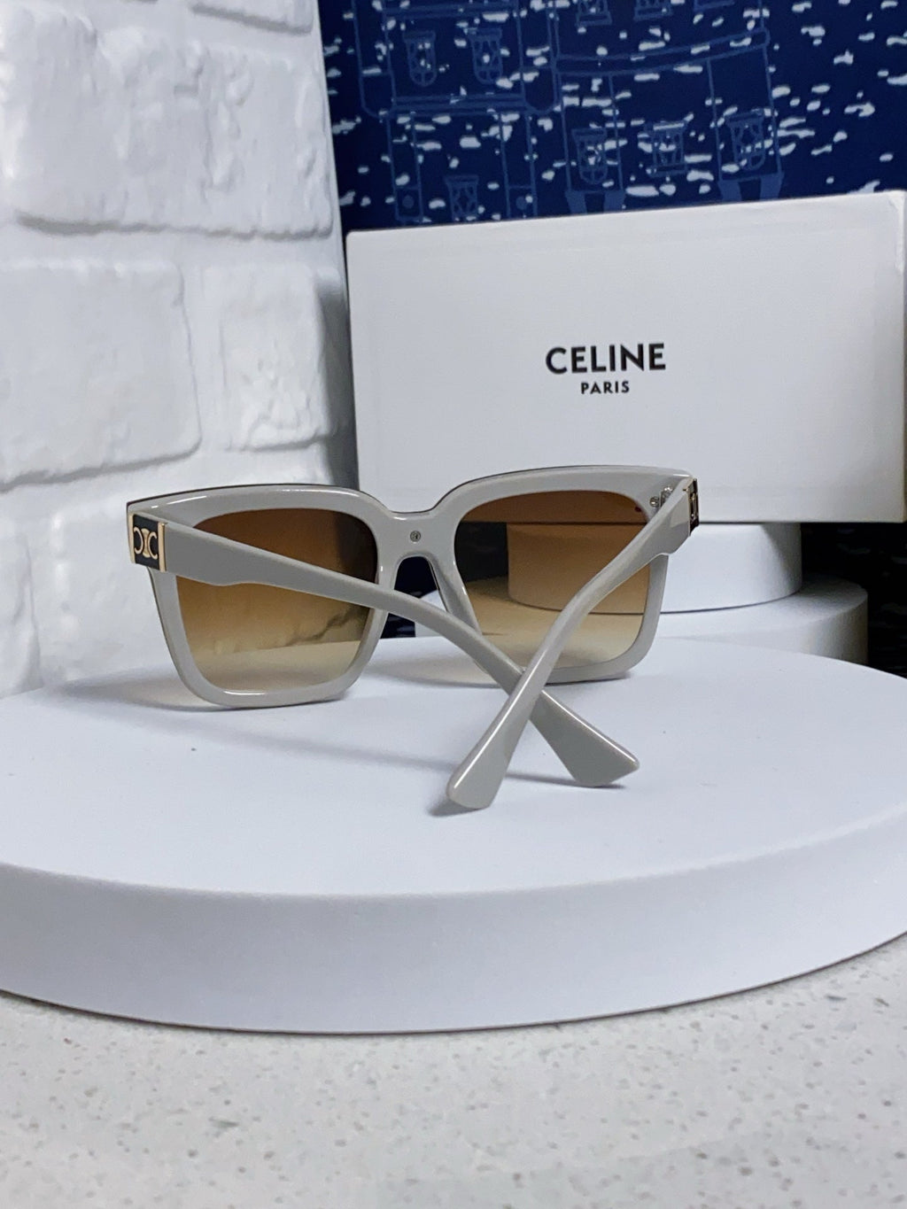 CELINE TRIOMPHE SUNGLASSES 548633 IN IVORY ACETATE