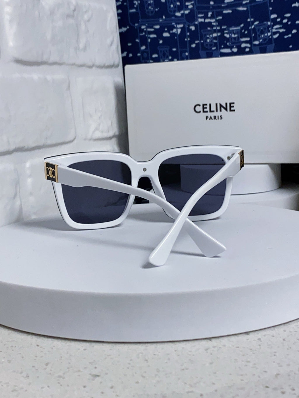 CELINE TRIOMPHE SUNGLASSES 548635 IN WHITE ACETATE