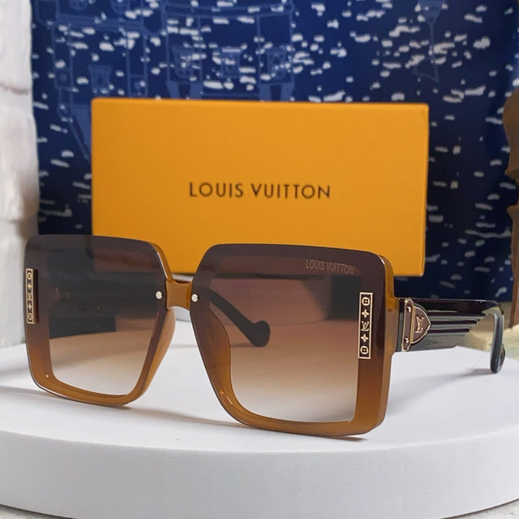 LOUIS VUITTON SQUARE SUNGLASSES 571655 IN BROWN CLEAR ACETATE