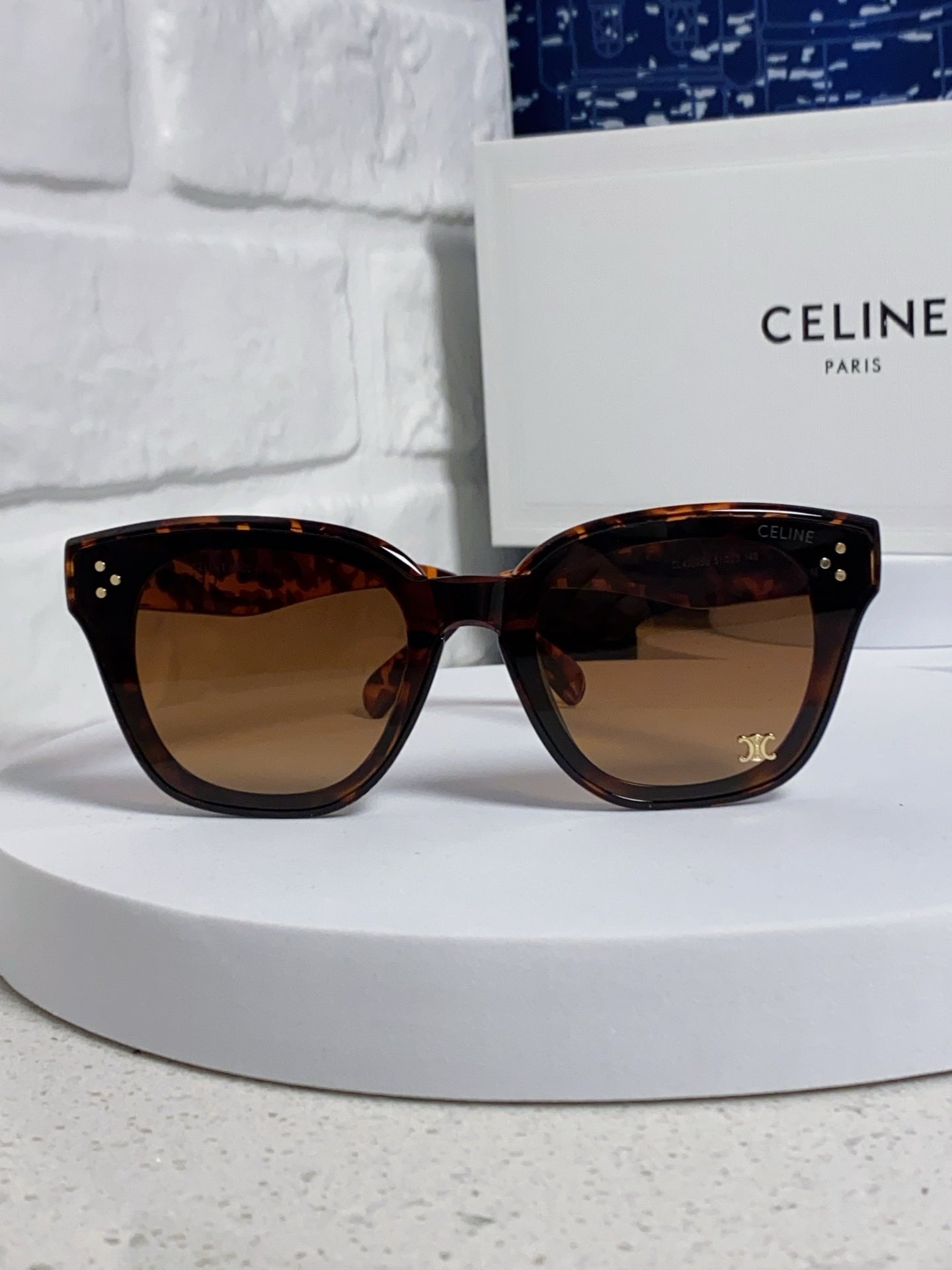 CELINE SQUARE SUNGLASS 575844 IN HAVANA ACETATE