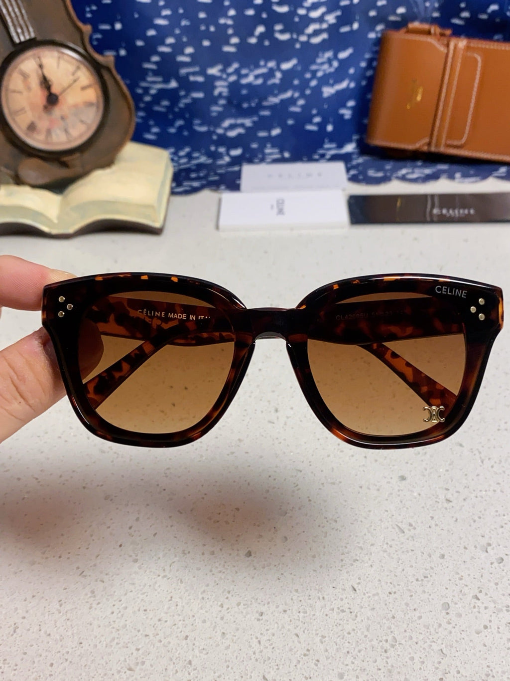CELINE SQUARE SUNGLASS 575844 IN HAVANA ACETATE