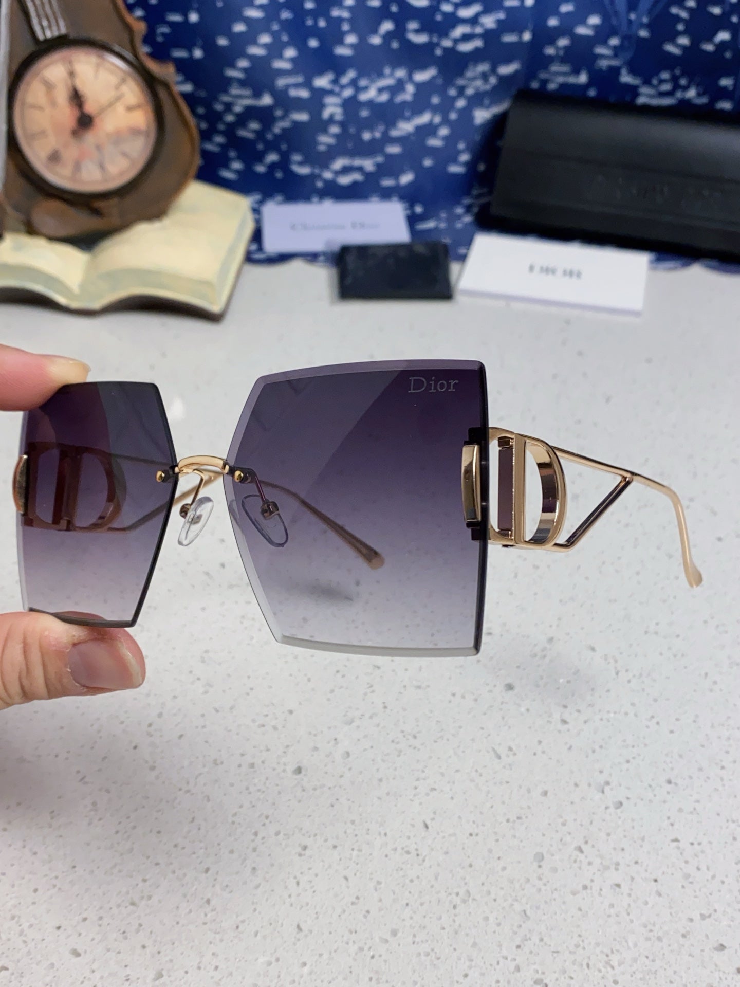 DIOR 30MONTAIGNE S7U SUNGLASS 578109 IN GOLD METAL GREY SMOKE LENSES