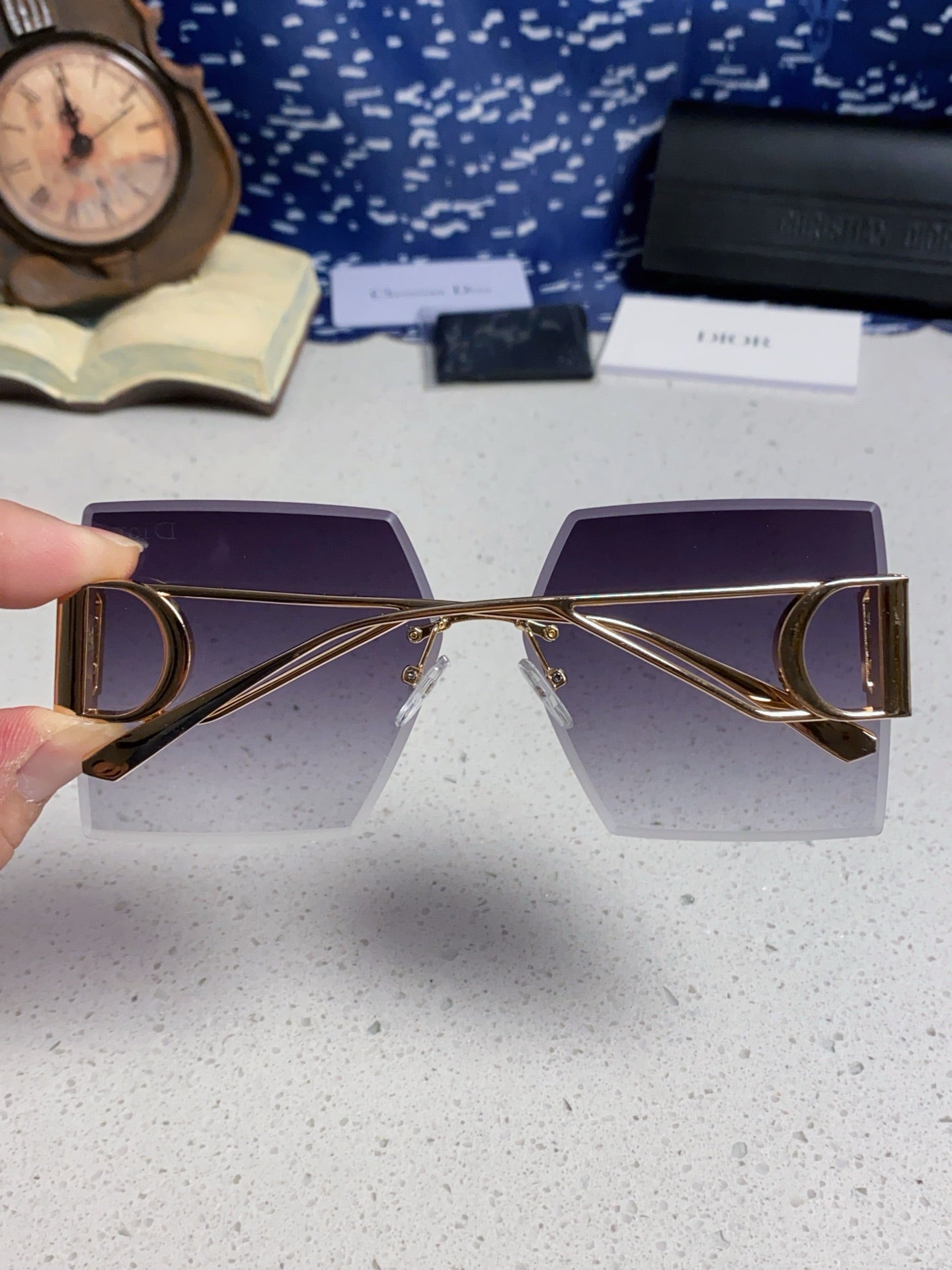 DIOR 30MONTAIGNE S7U SUNGLASS 578109 IN GOLD METAL GREY SMOKE LENSES
