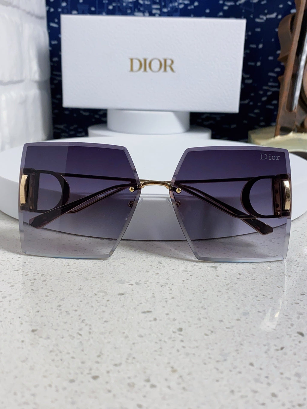 DIOR 30MONTAIGNE S7U SUNGLASS 578109 IN GOLD METAL GREY SMOKE LENSES