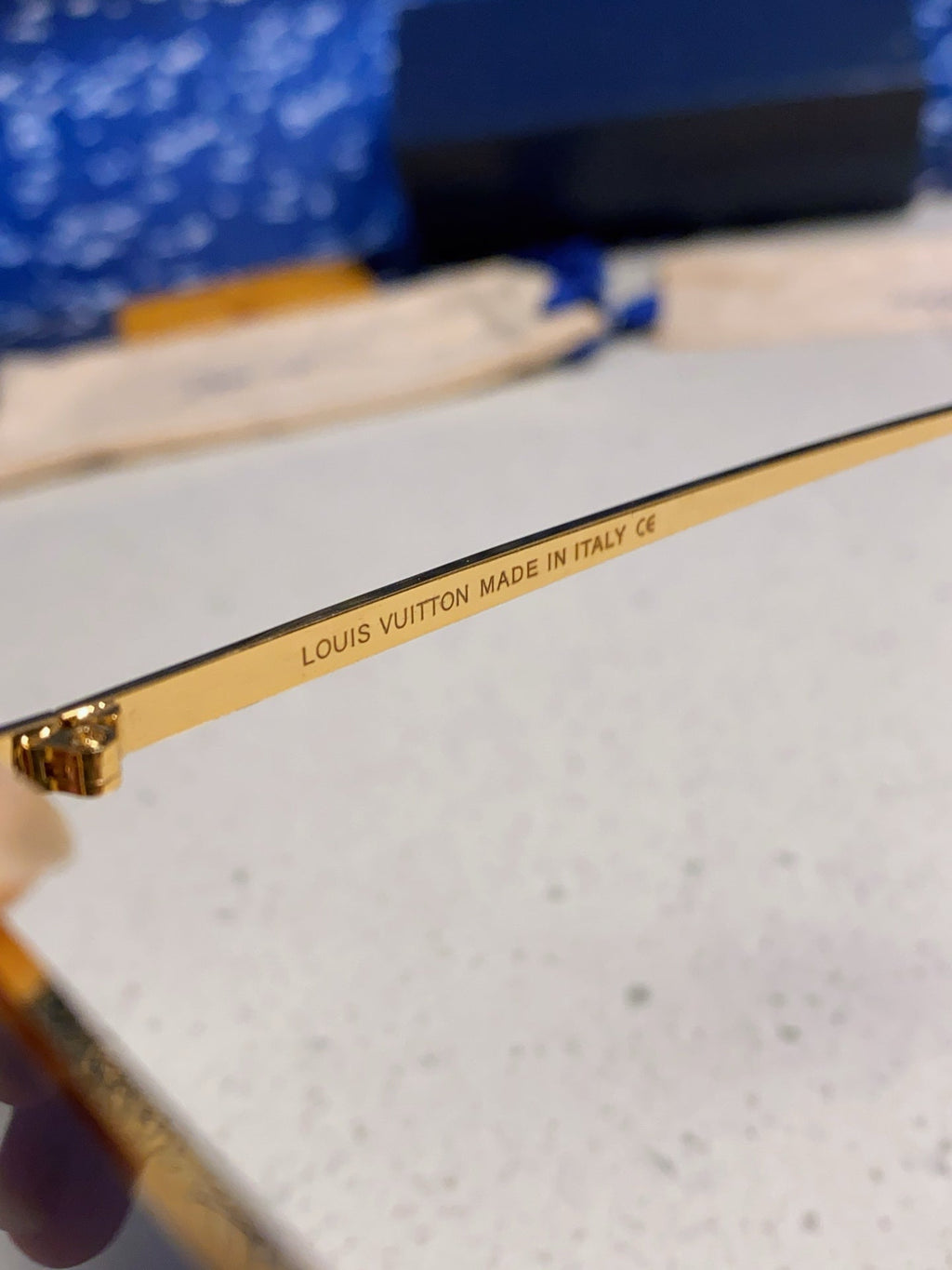 LOUIS VUITTON GOLDEN MASK SUNGLASSES 582735 IN GOLD METAL GREY LENSES