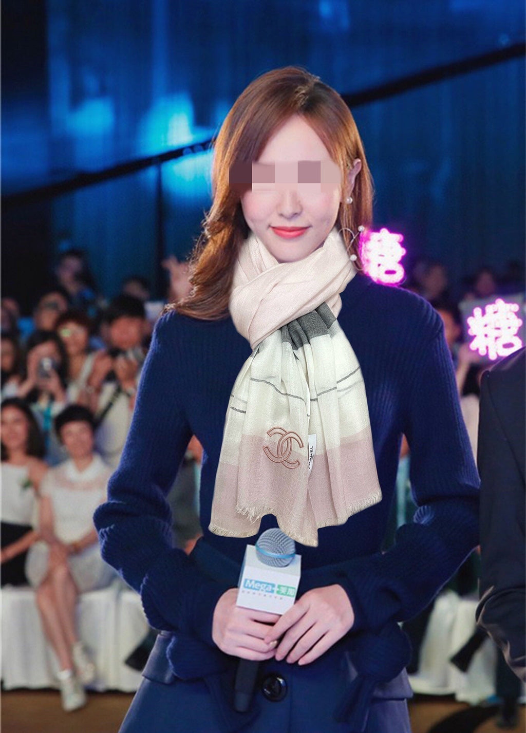 CHANEL SCARF 200 CM IN PASTEL PINK SILK AND CASHMERE 400025