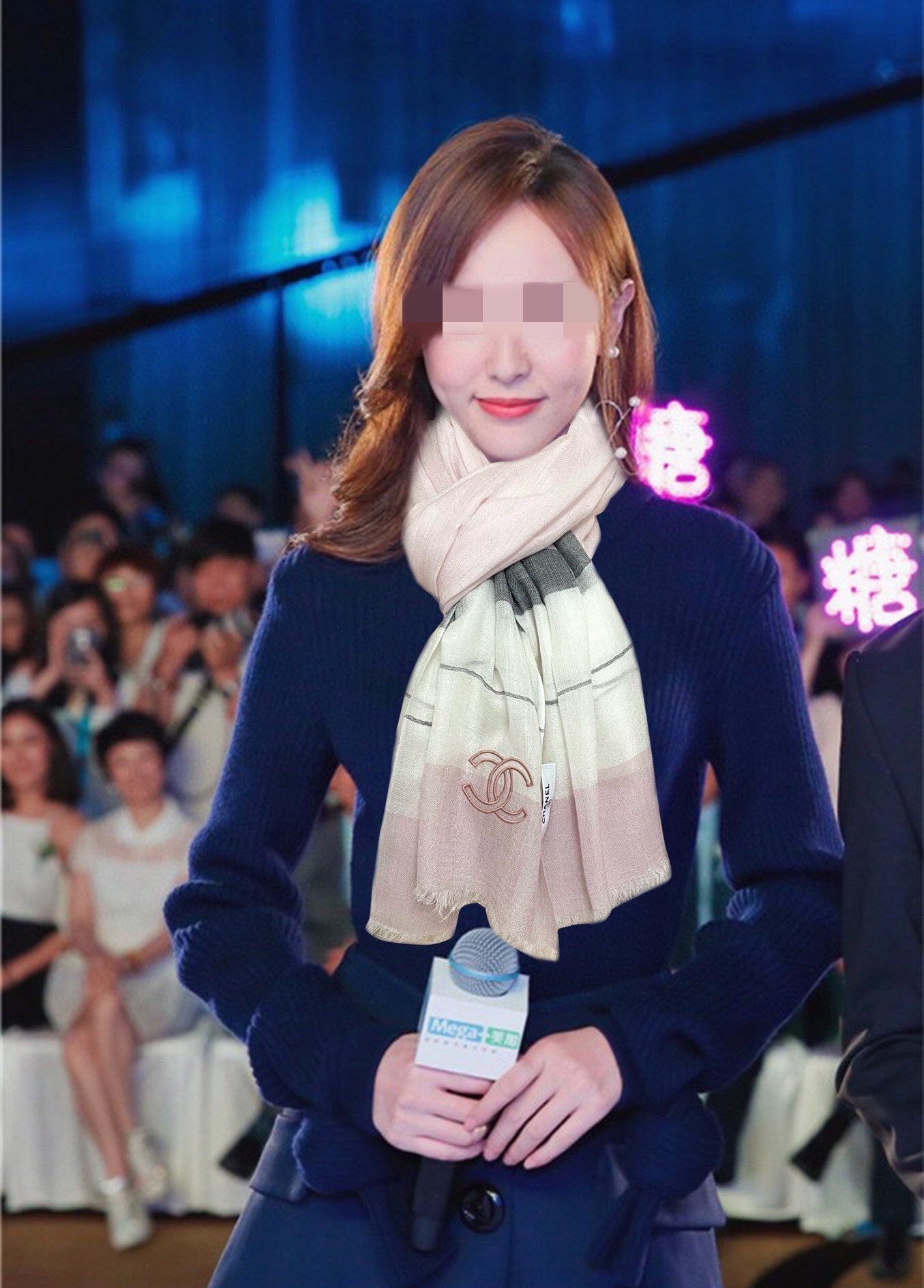 CHANEL SCARF 200 CM IN PASTEL PINK SILK AND CASHMERE 400025