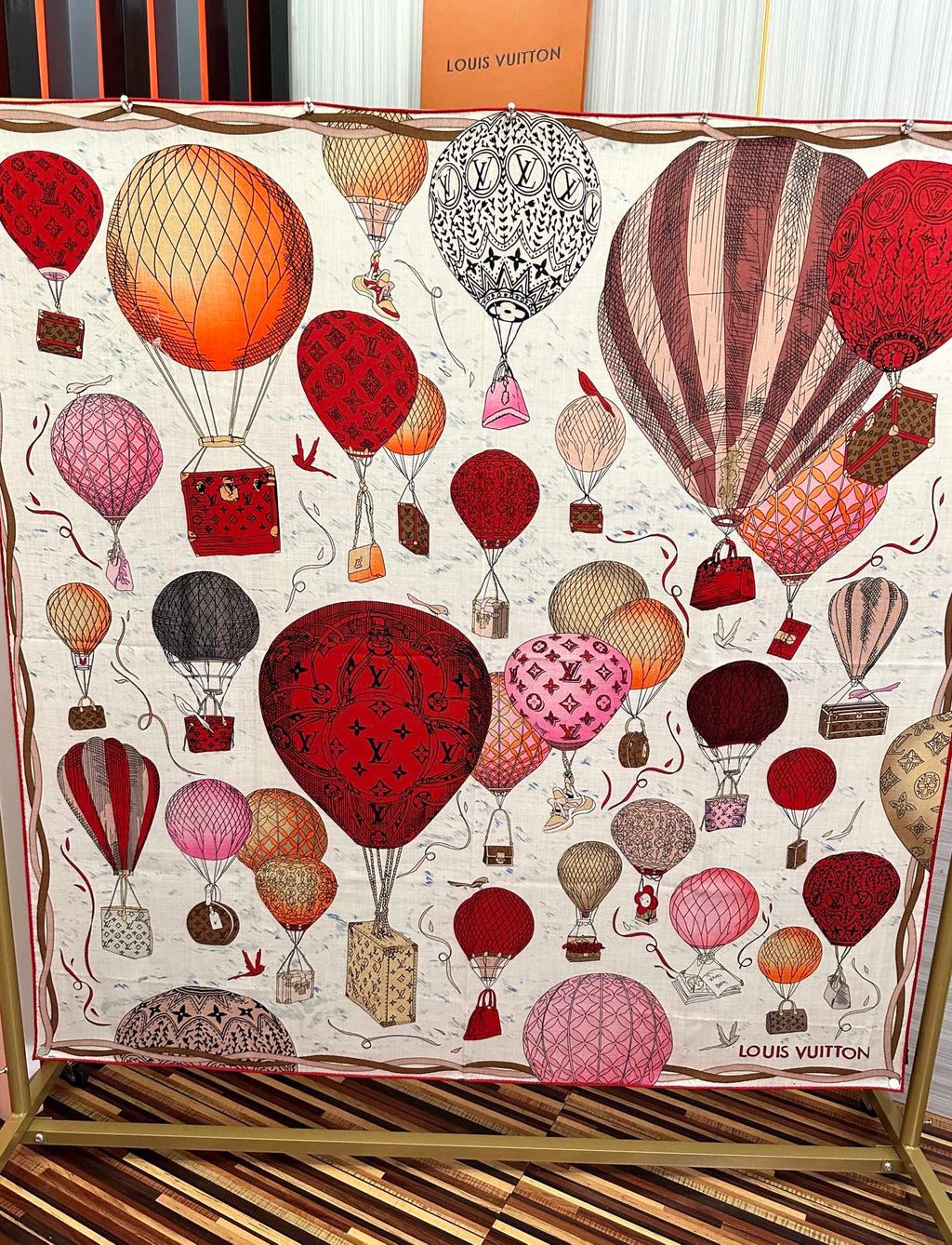 LOUIS VUITTON UP AND AWAY 140 CM SQUARE SILK SCARF COLORFUL 400072