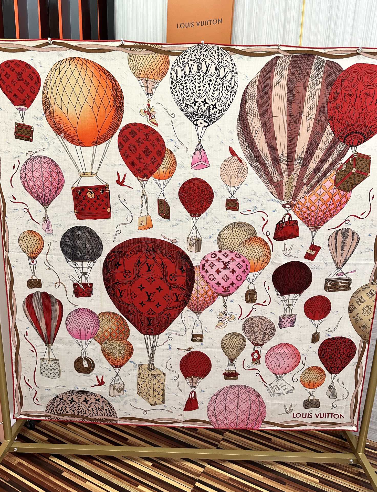 LOUIS VUITTON UP AND AWAY 140 CM SQUARE SILK SCARF COLORFUL 400072