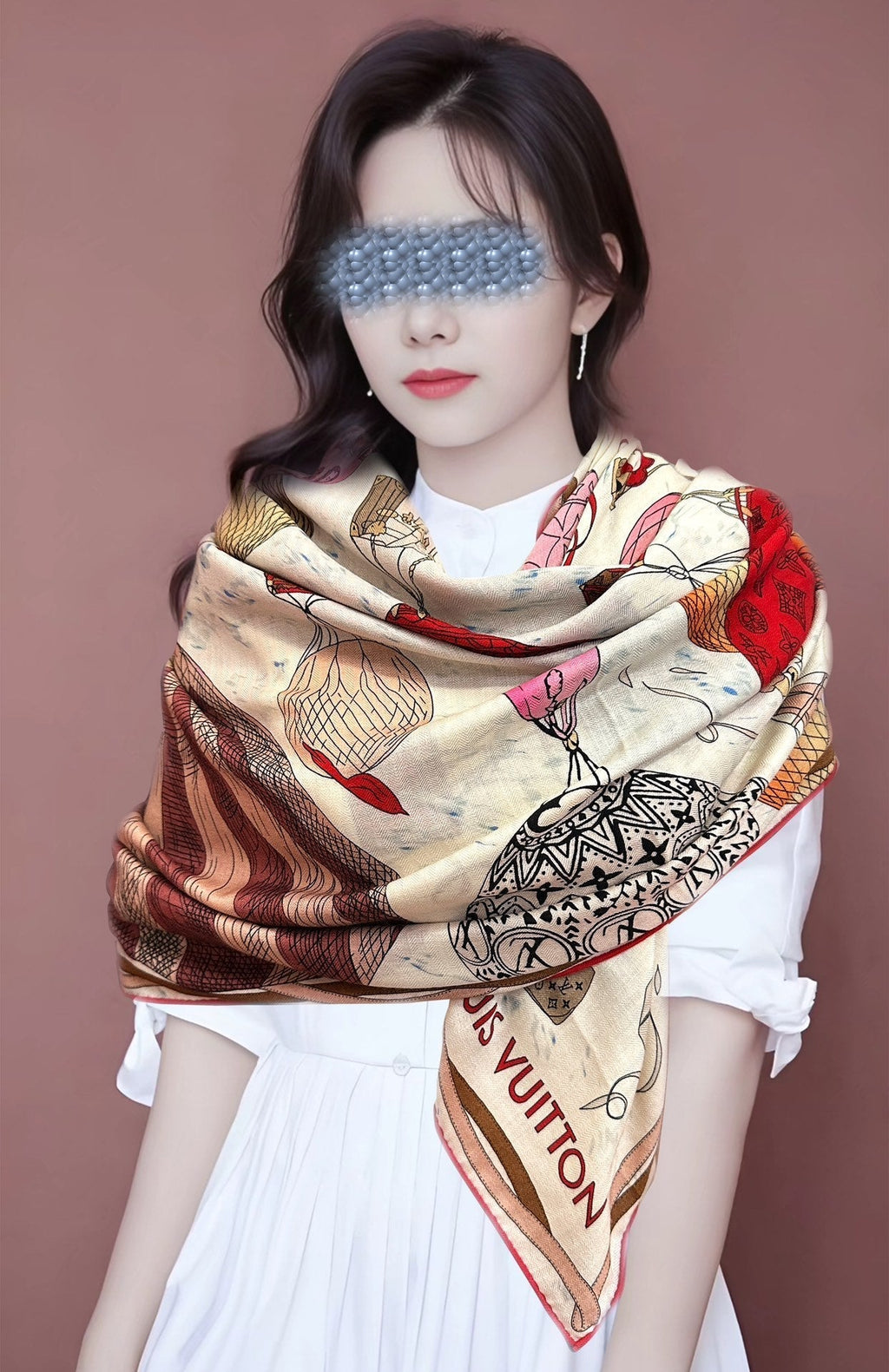 LOUIS VUITTON UP AND AWAY 140 CM SQUARE SILK SCARF COLORFUL 400073
