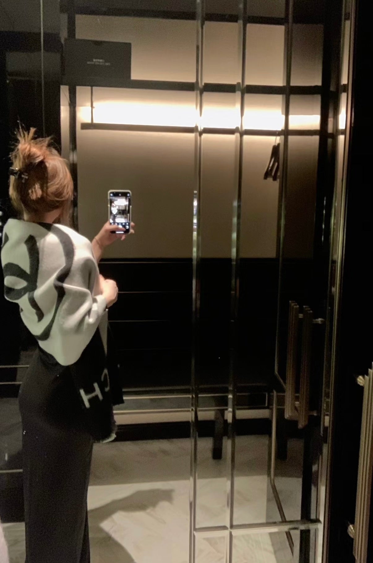 CHANEL SCARF 200 CM IN BLACK MIX WHITE CASHMERE AND WOOL 401299