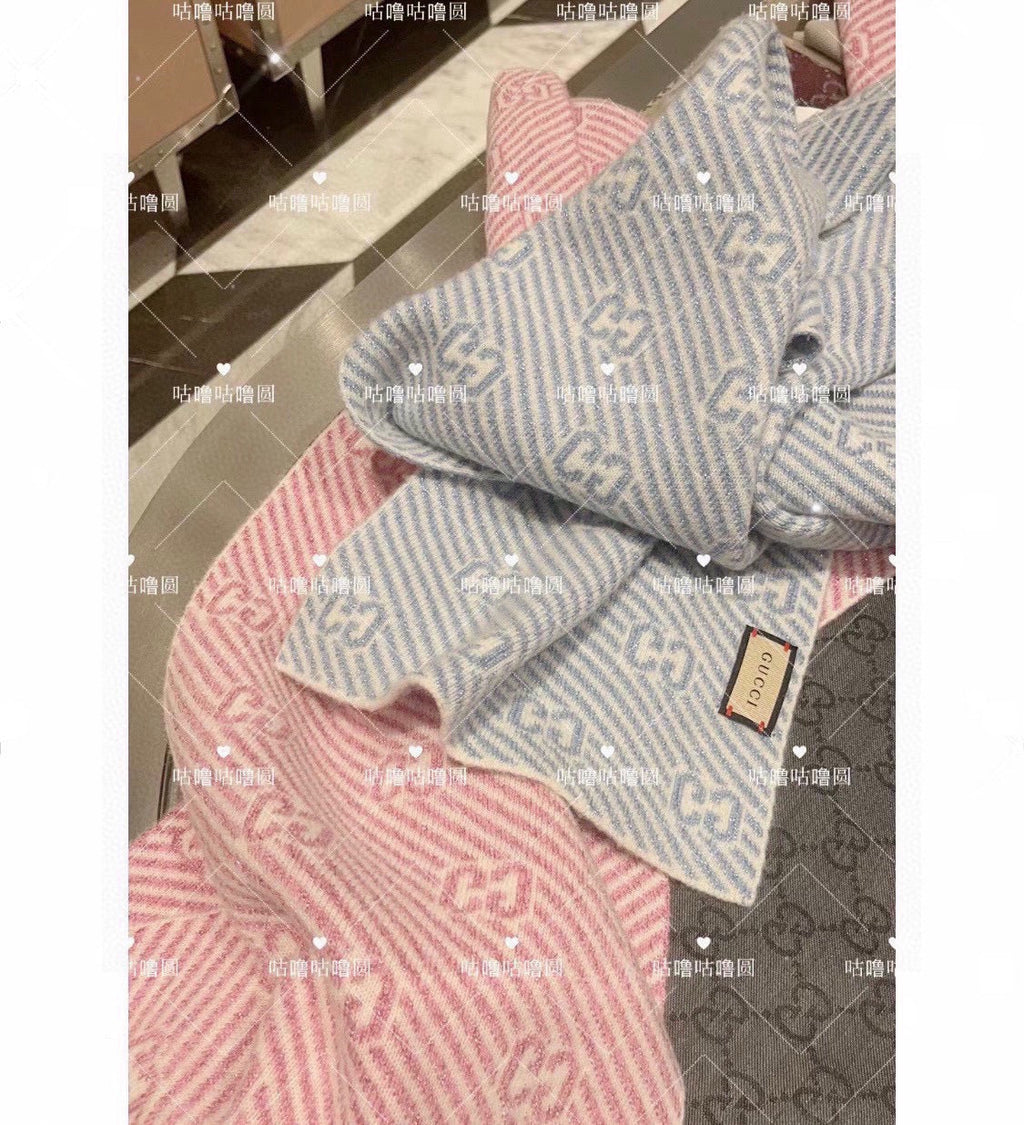 GUCCI SCARF 180 CM IN ELECTRIC BLUE WOOL 405525