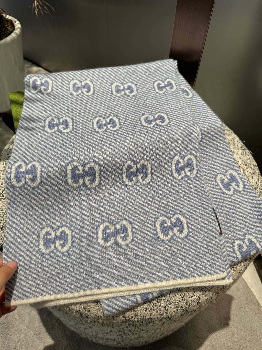 GUCCI SCARF 180 CM IN ELECTRIC BLUE WOOL 405525