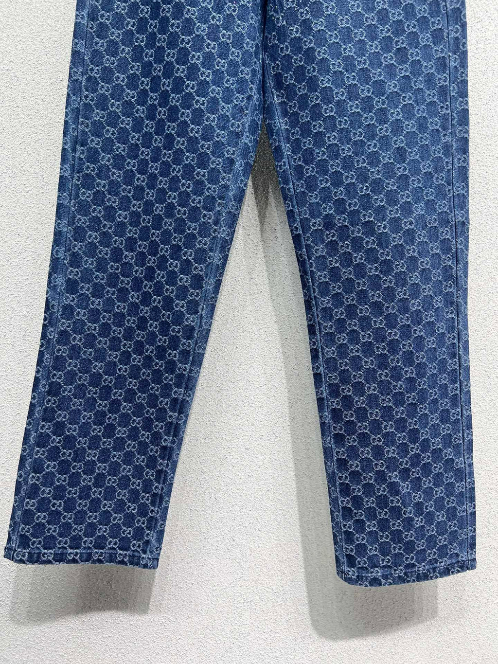 GUCCI Blue Monogram Crystal Embellished Jean