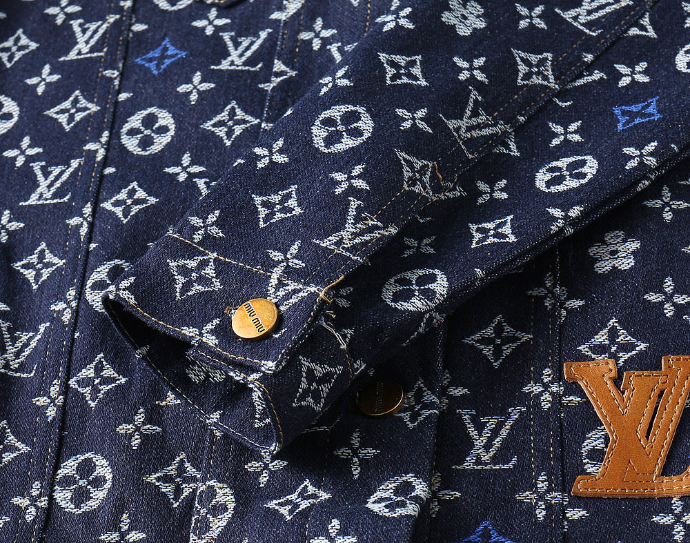 LOUIS VUITTON LV NAVY BLUE MONOGRAM DENIM SHIRT JACKET 239049