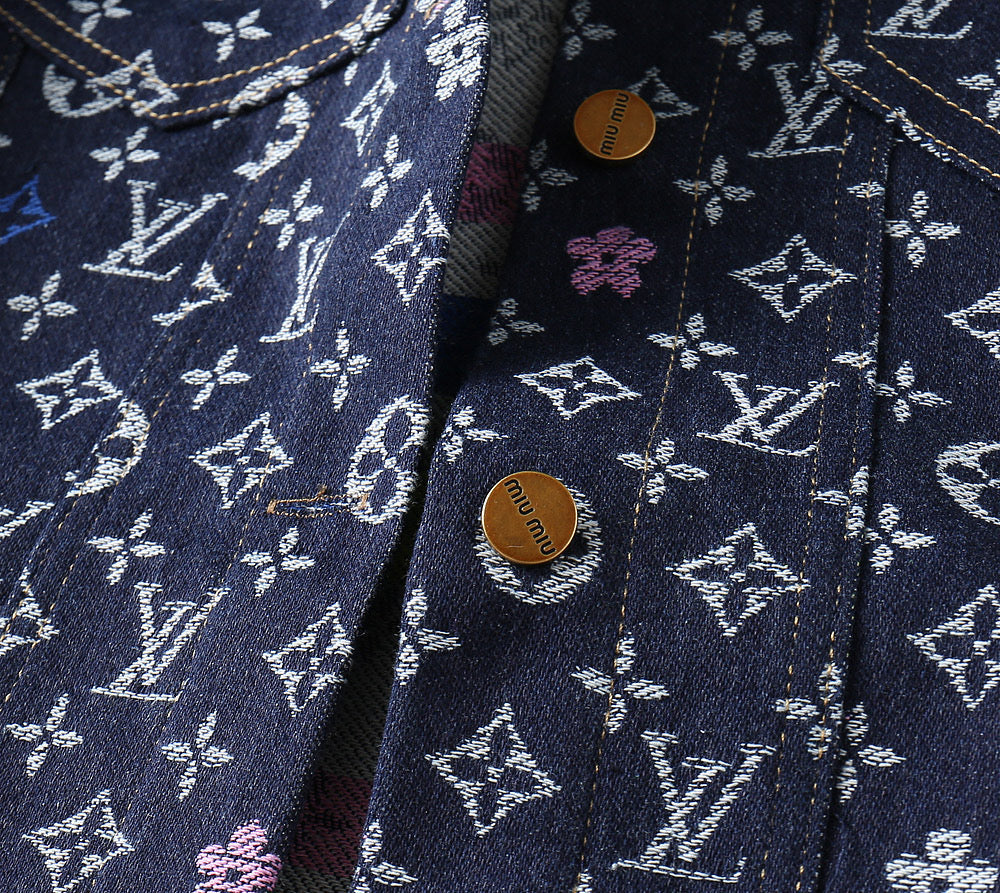 LOUIS VUITTON LV NAVY BLUE MONOGRAM DENIM SHIRT JACKET 239049
