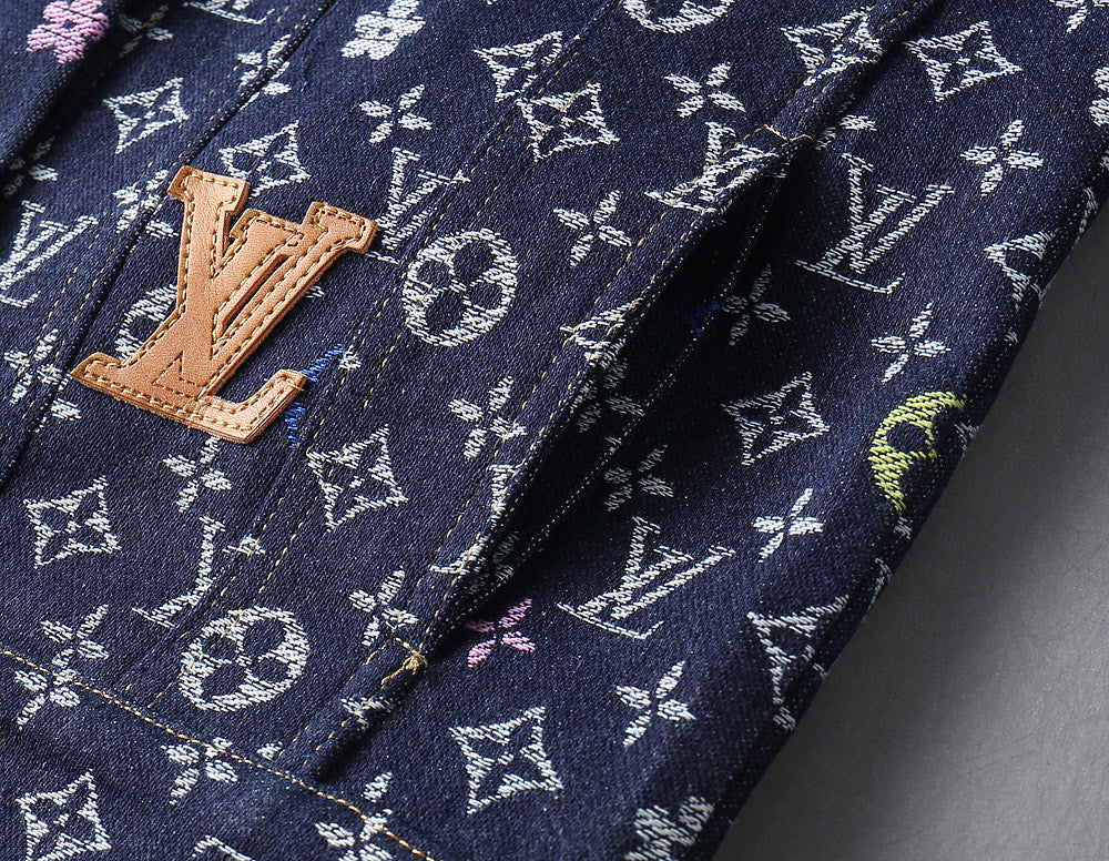 LOUIS VUITTON LV NAVY BLUE MONOGRAM DENIM SHIRT JACKET 239049