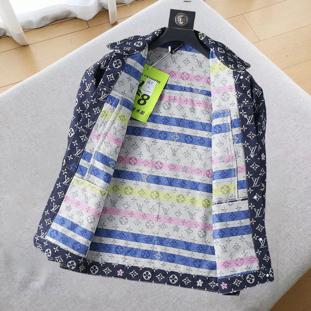 LOUIS VUITTON LV NAVY BLUE MONOGRAM DENIM SHIRT JACKET 239049