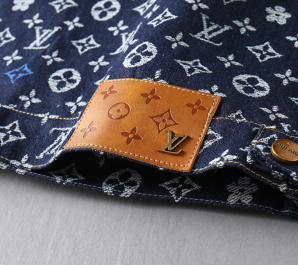 LOUIS VUITTON LV NAVY BLUE MONOGRAM DENIM SHIRT JACKET 239049