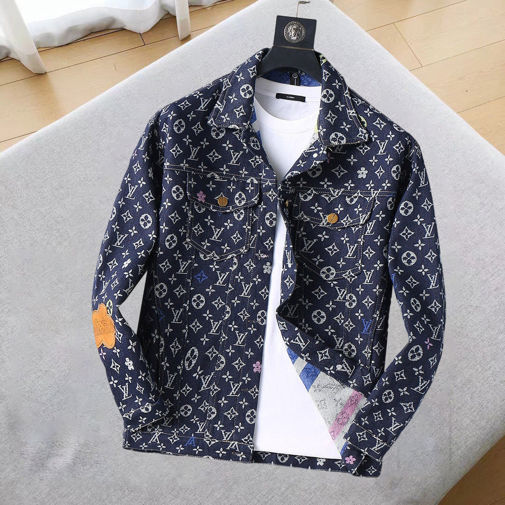 LOUIS VUITTON LV NAVY BLUE MONOGRAM DENIM SHIRT JACKET 239049