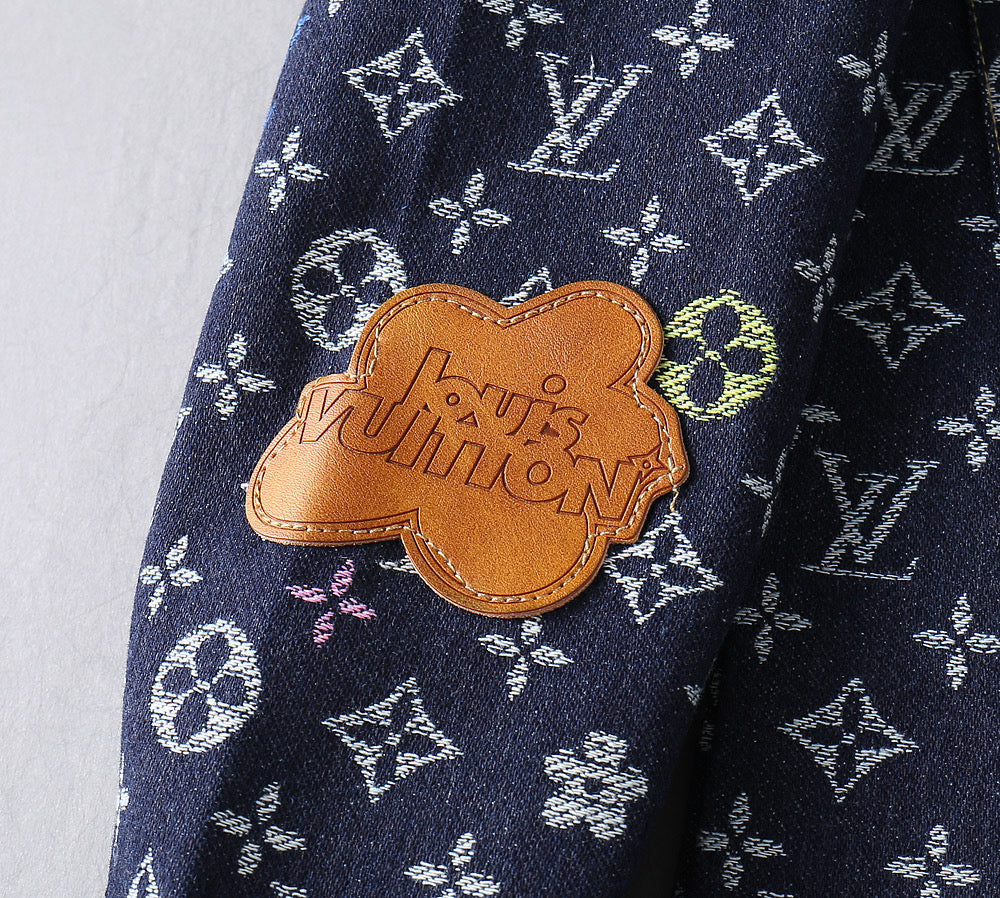 LOUIS VUITTON LV NAVY BLUE MONOGRAM DENIM SHIRT JACKET 239049